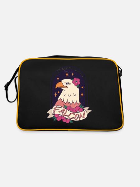 Eagle Brave Ornithologue Fauconnerie Fauconnerie Faucon Faucon Vö - Sac Retro - noir/or - Dos