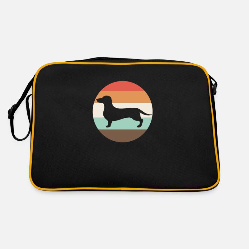 Dackel - Retro Tasche - Schwarz/Gold