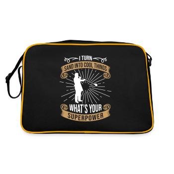 I Turn Sand Into Cool Things What's Superpower - Retro Tasche - Schwarz/Gold - Hinten