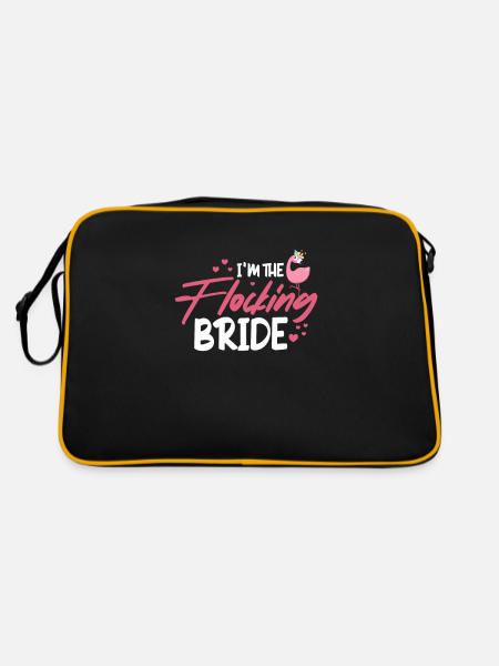 Flamingo Bride Bachelorette JGA Gift - Retro Bag - black/gold - Back