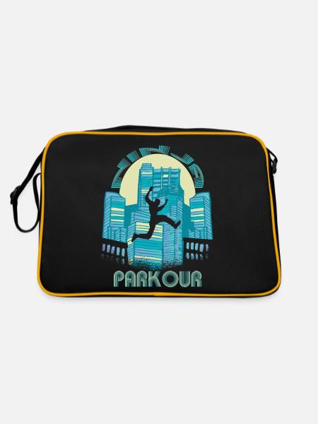 City Ninja Parkour Jumping Building Freestyle Run - Retro Bag - black/gold - Back
