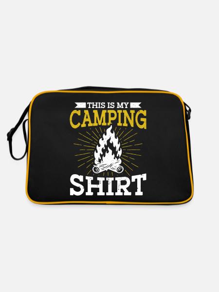 Camping Geschenk Lustiger Spruch für Camper - Retro Tasche - Schwarz/Gold - Hinten