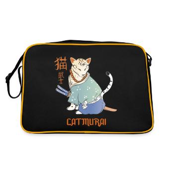 Cat Samurai Catmurai Japanese Warrior Funny - Retro Bag - black/gold - Back