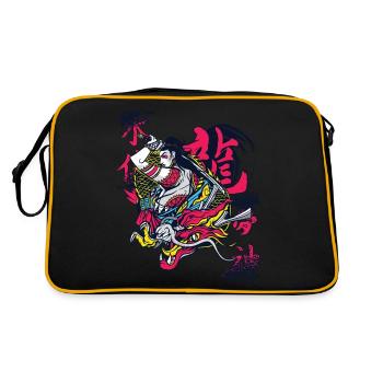Samurai Dragon Warrior Ninja Girl Japanese Ku - Retro Bag - black/gold - Back