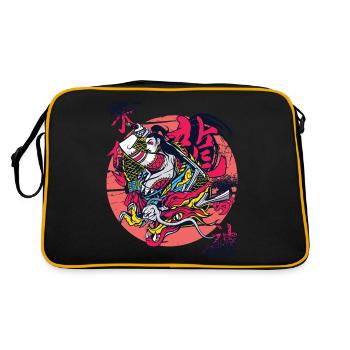 Japanese Dragon Samurai Girl Warrior Japanese - Retro Bag - black/gold - Back