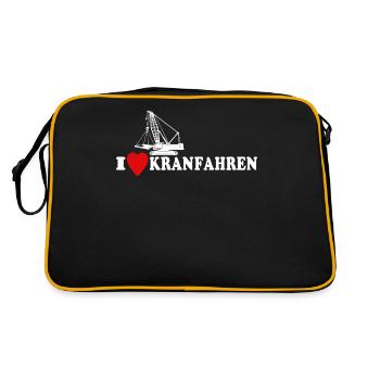 Kran Liebe Kran Fahren - Retro Tasche - Schwarz/Gold - Hinten