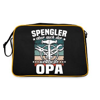 Bauspengler Opa Spengler - Retro Tasche - Schwarz/Gold - Hinten