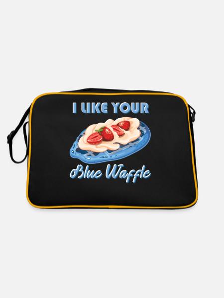 I like your blue waffle cookies strawberries - Retro Bag - black/gold - Back