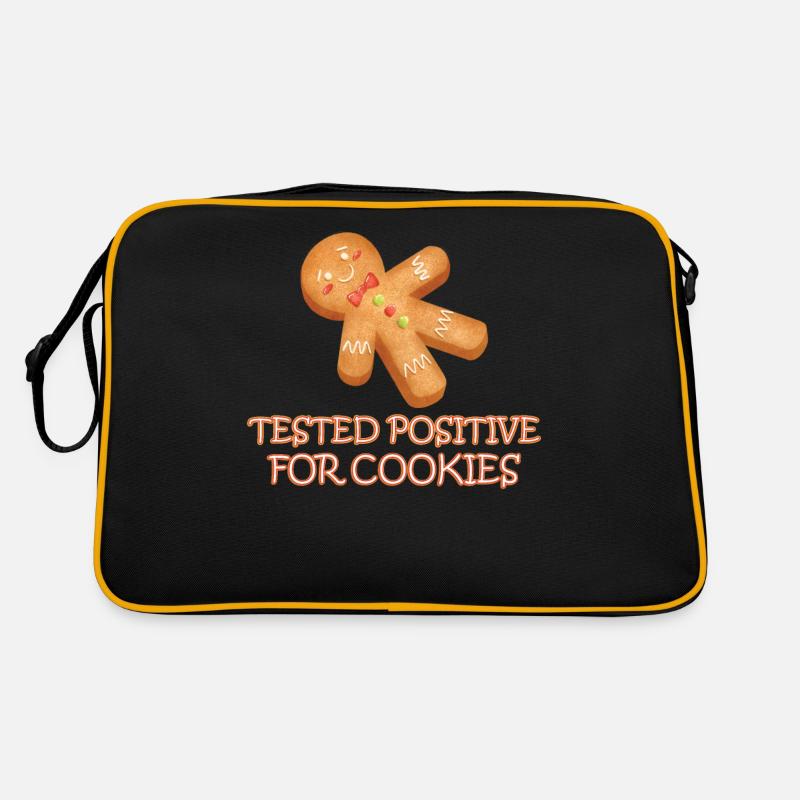 Positiv Auf Plätzchen-Koch-Chef-Weihnachten - Retro Tasche - Schwarz/Gold