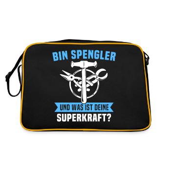 Spengler Beruf Bauspengler Sprüche - Retro Tasche - Schwarz/Gold - Hinten