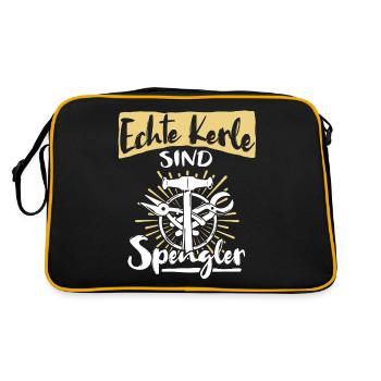 Spengler Beruf Bauspengler Sprüche - Retro Tasche - Schwarz/Gold - Hinten