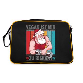 Vegan Ist Mir Zu Riskant Weihnachten Heiligabend - Retro Tasche - Schwarz/Gold - Hinten
