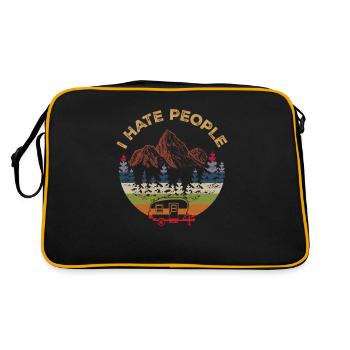 I hate People - Nature, Camping, Outdoor - Retro Bag - black/gold - Back