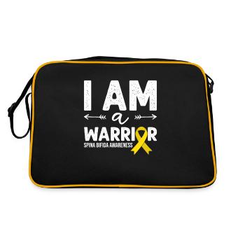 Je suis un guerrier, spina bifida à ruban jaune - Sac Retro - noir/or - Dos