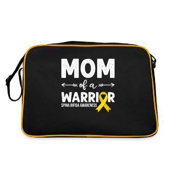 Maman D’un Guerrier, Ruban Jaune Spina Bifida - Sac Retro - noir/or - Dos