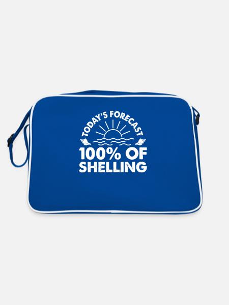 Today's Forecast 100% Of Shelling, Muschel sammeln - Retro Tasche - Blau/Weiß - Hinten