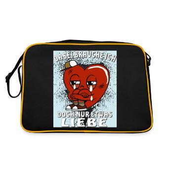 HERZ BRAUCHE NUR ETWAS LIEBE - Retro Tasche - Schwarz/Gold - Hinten