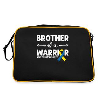 Brother Of A Warrior, Schleife Downsyndrom - Retro Tasche - Schwarz/Gold - Hinten