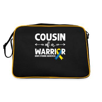Cousin Of A Warrior, Schleife Downsyndrom - Retro Tasche - Schwarz/Gold - Hinten