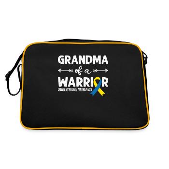 Grandma Of A Warrior, Schleife Downsyndrom - Retro Tasche - Schwarz/Gold - Hinten