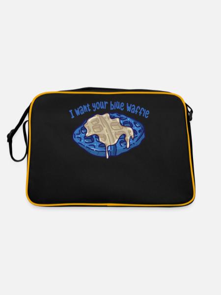 I want your blue waffle to butter - Retro Bag - black/gold - Back