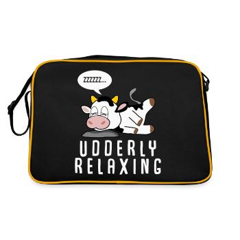 Cow Farmer Calf Sleeping Calves Cows - Retro Bag - black/gold - Back