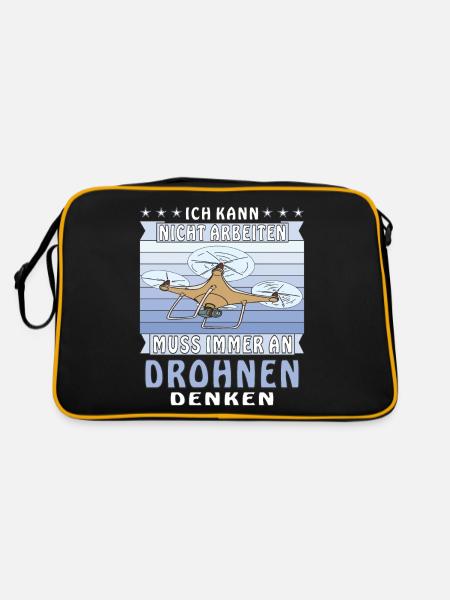 MUSS IMMER AN DROHNEN DENKEN - Retro Tasche - Schwarz/Gold - Hinten