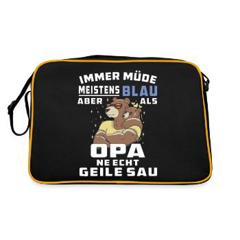 IMMER MÜDE MEISTENS BLAU OPA - Retro Tasche - Schwarz/Gold - Hinten