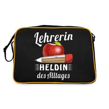 LEHRERIN HELDIN DES ALLTAGES - Retro Tasche - Schwarz/Gold - Hinten
