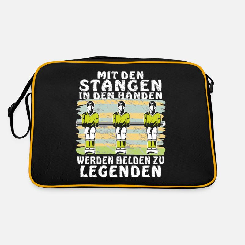 TISCHFUSSBALL MIT DEN STANGEN IN DEN HÄNDEN - Retro Tasche - Schwarz/Gold