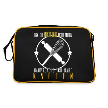 Bäcker Backen Kneten Bäckerei - Retro Tasche - Schwarz/Gold - Hinten