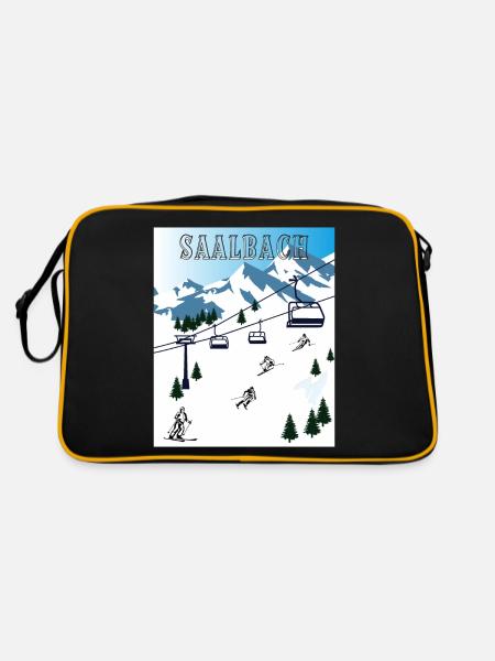 SKI SAALBACH - Sac Retro - noir/or - Dos