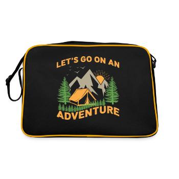 Abenteuer Berge Campen Wandern Klettern - Retro Tasche - Schwarz/Gold - Hinten