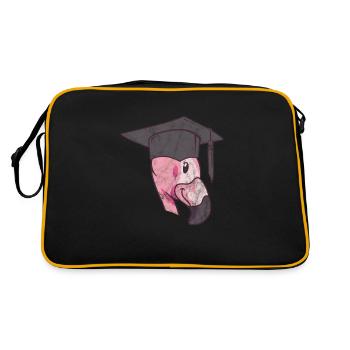 Flamingo Abschluss - Retro Tasche - Schwarz/Gold - Hinten