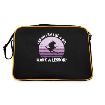 Je sais que je skie comme une fille veut une leçon, ski - Sac Retro - noir/or - Dos