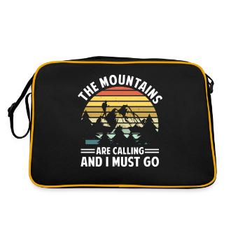 Berg Berge Alpen Natur Bergsteigen - Retro Tasche - Schwarz/Gold - Hinten