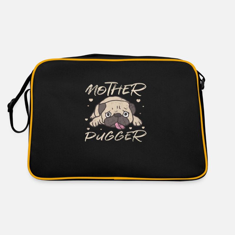 Mops - Retro Tasche - Schwarz/Gold