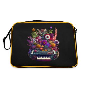 Floral Synthetizer Intricate Flower DJ Artwork - Retro Bag - black/gold - Back
