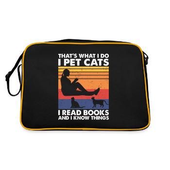 That's What Do Pet Cats Read Books & Know Things - Retro Tasche - Schwarz/Gold - Hinten
