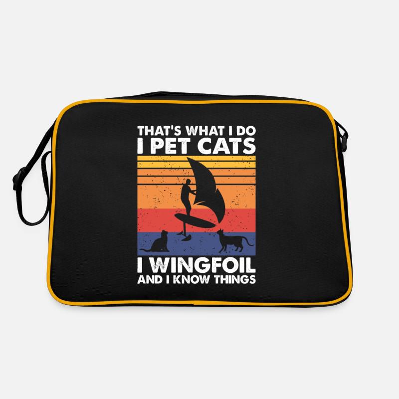 That's What Do Pet Cats Wingfoil & Know Things - Retro Tasche - Schwarz/Gold