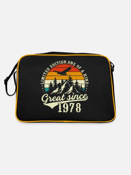 Einzigartig seit 1978 - Retro Tasche - Schwarz/Gold - Hinten