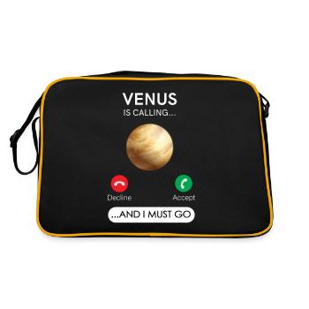 Venus Ruft An Und Ich Muss Abnehmen, Akzeptieren - Retro Tasche - Schwarz/Gold - Hinten
