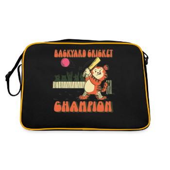 Backyard Cricket Champion Tiger Drawing Quote - Retro Bag - black/gold - Back