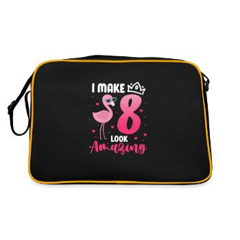 8th birthday Flamingo - Retro Bag - black/gold - Back