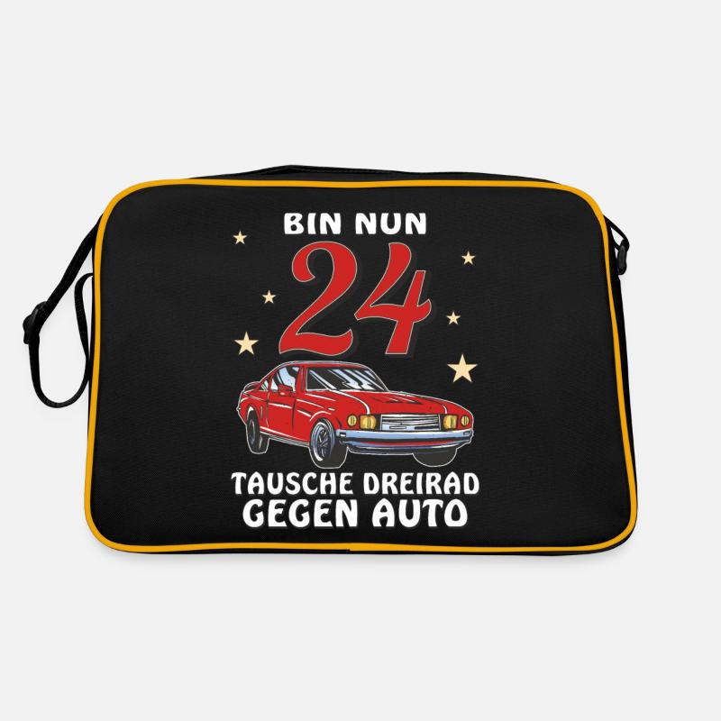 AUTO GEBURTSTAG BIN NUN 24 Retro Tasche