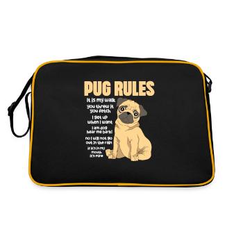 Carlin Chien Chien Ami Pet Pug Pug Pug Cadeau - Sac Retro - noir/or - Dos