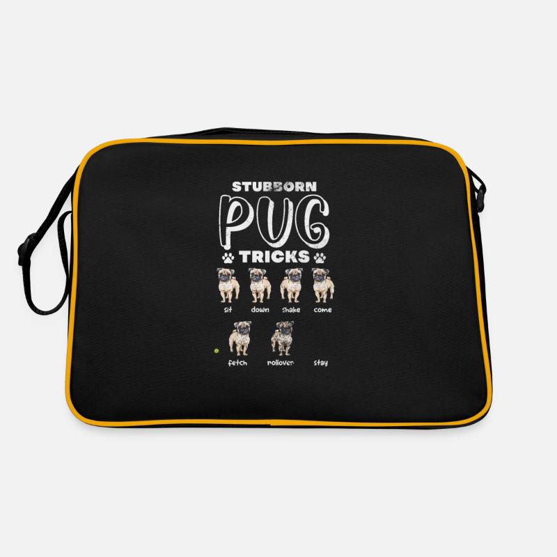 Mops - Retro Tasche - Schwarz/Gold