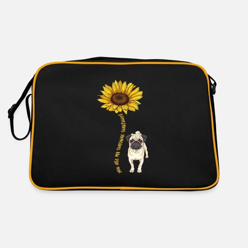 Mops Hund Hundefreund Haustier Möpse Pug Geschenk - Retro Tasche - Schwarz/Gold