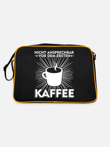 Kaffee Morgenmuffel Nicht ansprechen - Retro Tasche - Schwarz/Gold - Hinten