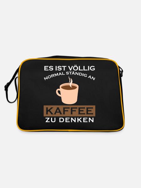 Kaffee Büro Müde Arbeiten - Retro Tasche - Schwarz/Gold - Hinten